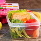 The Konvex 3-piece plastic lunch box set displayed open, highlighting versatile storage.