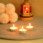 Packaging for a 50-piece set of tealight candles.