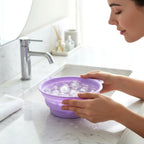 Expanded collapsible silicone washing bowl for household tasks