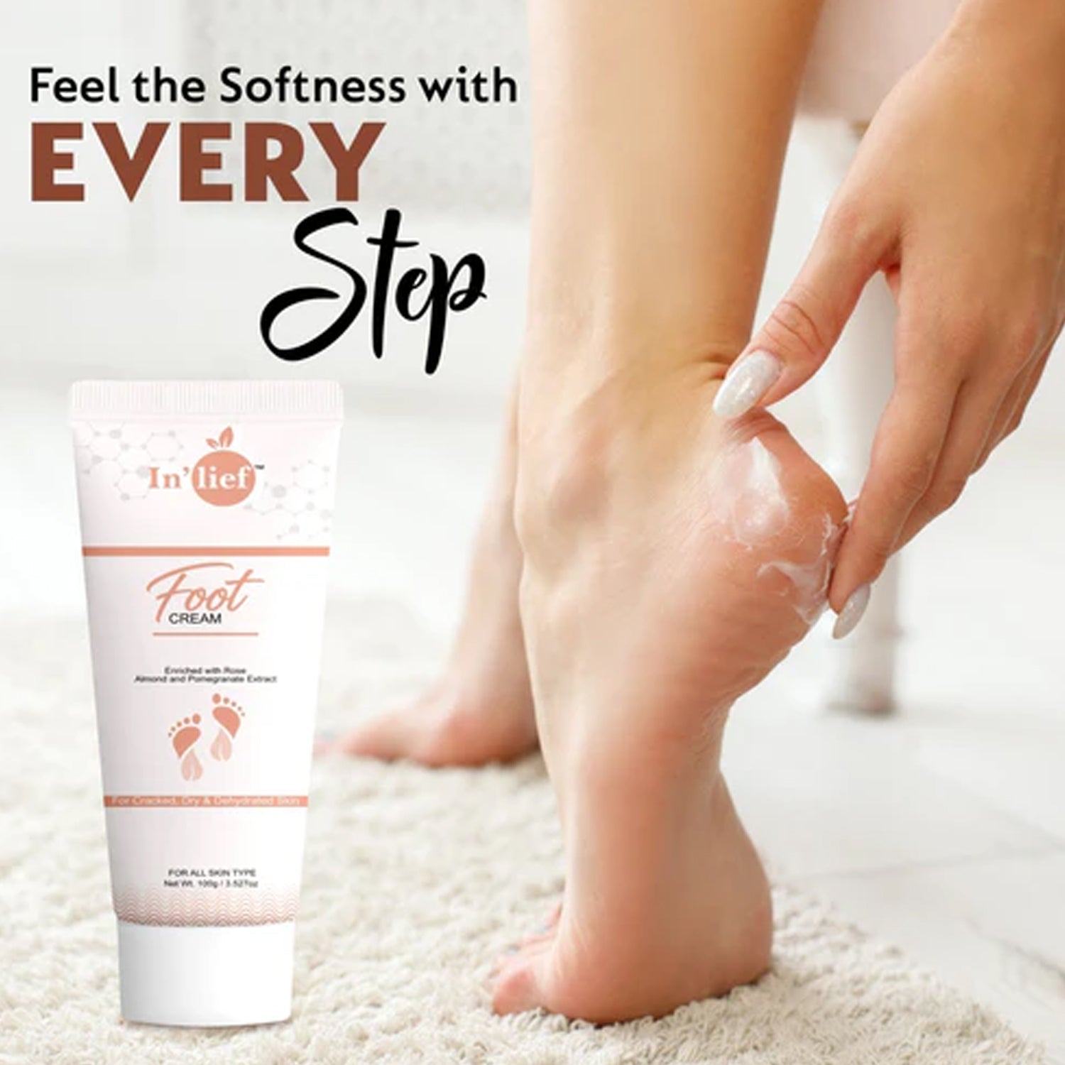 Tube of cracked heel care cream with moisturizing formula