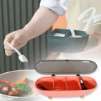 Open clear spice container showing four distinct compartments for organisation.