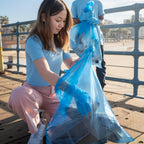 Closeup image of biodegradable garbage bag roll pack showing quality material