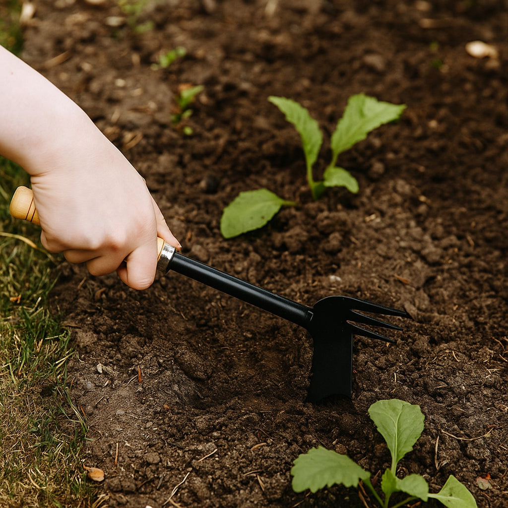 Wooden-handled garden tool set suitable for outdoor gardening