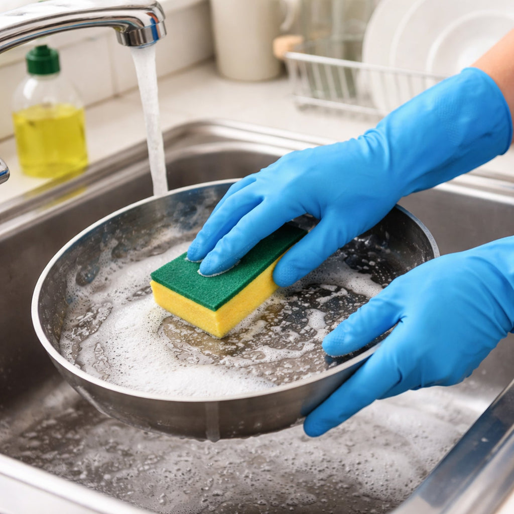 Cleaning gloves protecting hands during household chores