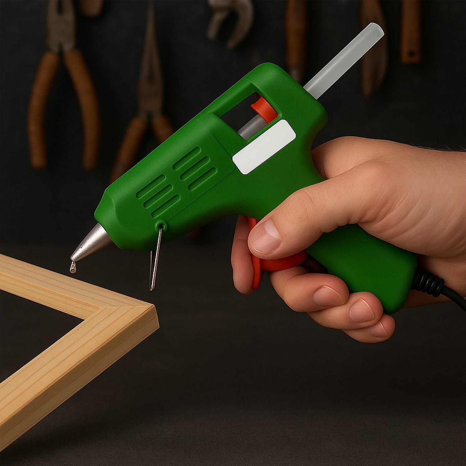 Indo Glow Glue Gun with power cord, prepped for quick repairs and DIY.