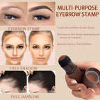 Applying hairline and eyebrow contour powder stick with cushion puff
