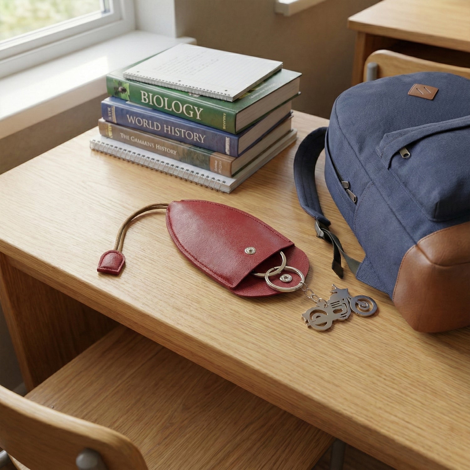 Portable key pouch fitting comfortably in a handbag