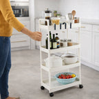 Utility storage rack trolley with four open shelves