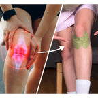 Herbal knee relief patch applied on leg providing pain support