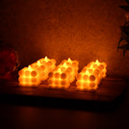 Set of 9 LED bubble flameless candles in modern decorative cube design