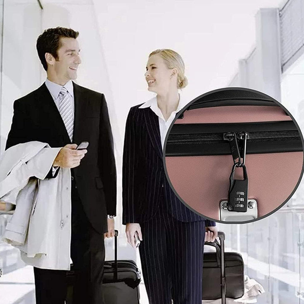 Suitcase safety lock with combination dials visible