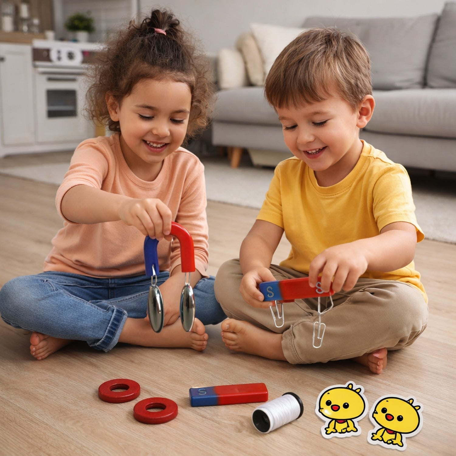 Magnet educational toy set helping children explore magnetic science