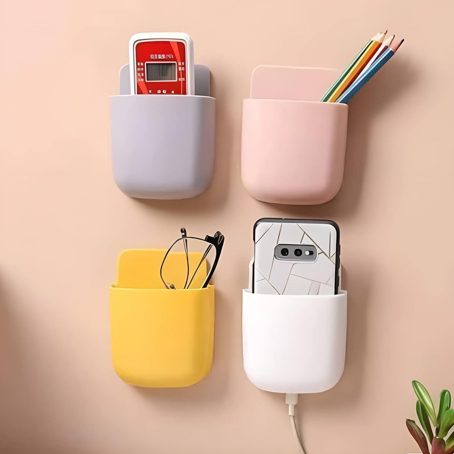 Compact plastic storage pocket with open-top design for easy access