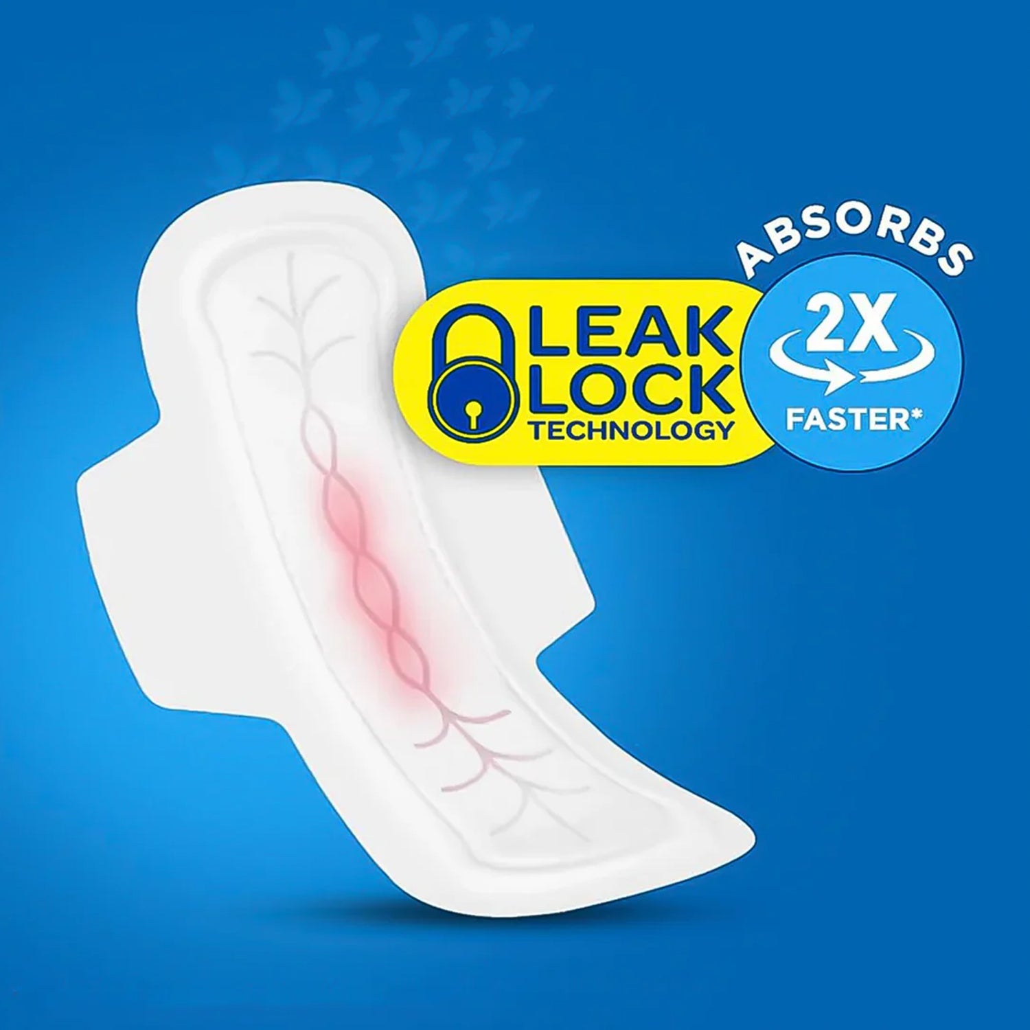 A single  Sanitary Pads 330mm, unfolded to show its extra long design and wide protective wings.