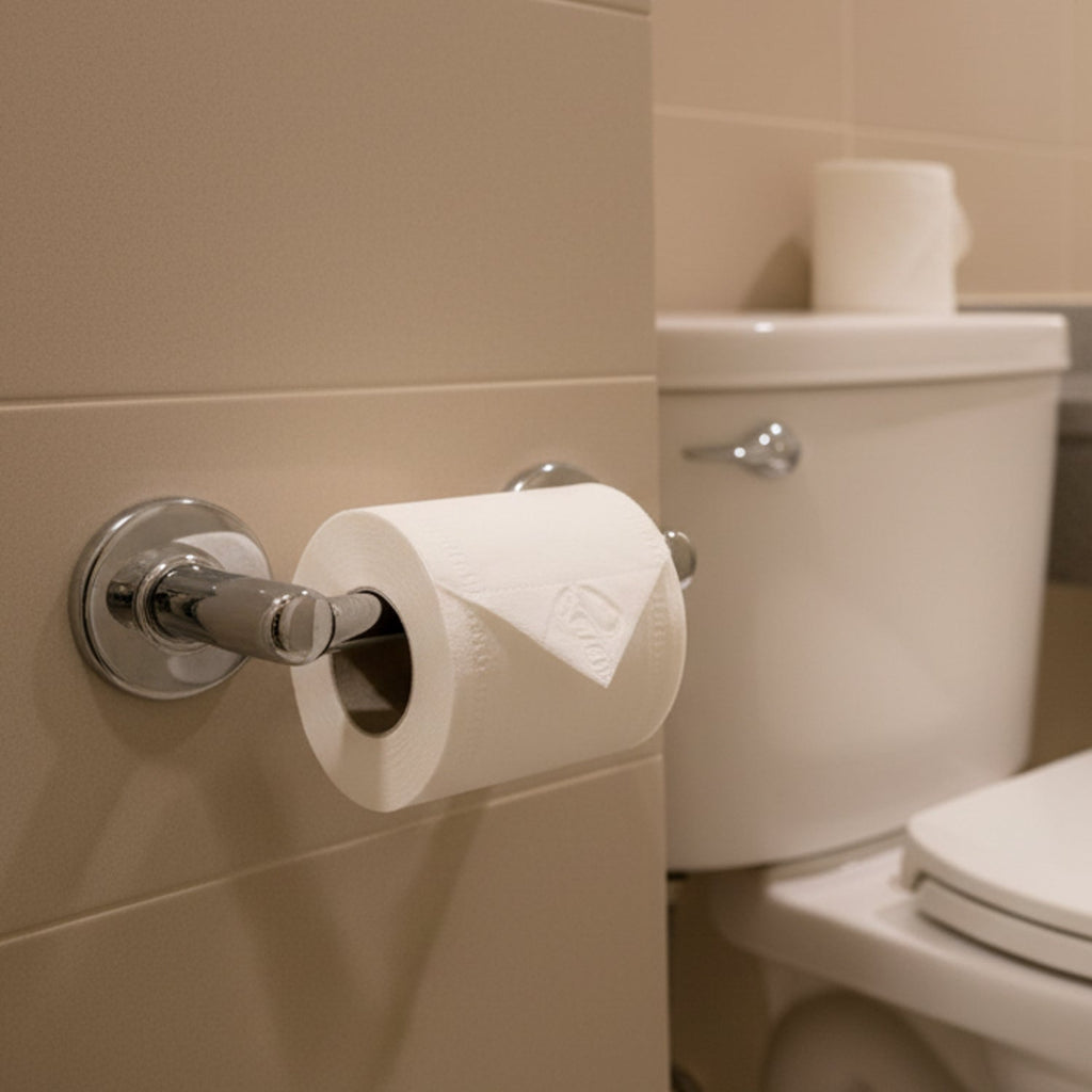Close-up of Ultra-Soft 2-Ply Toilet Roll tissue sheet showing quilted texture