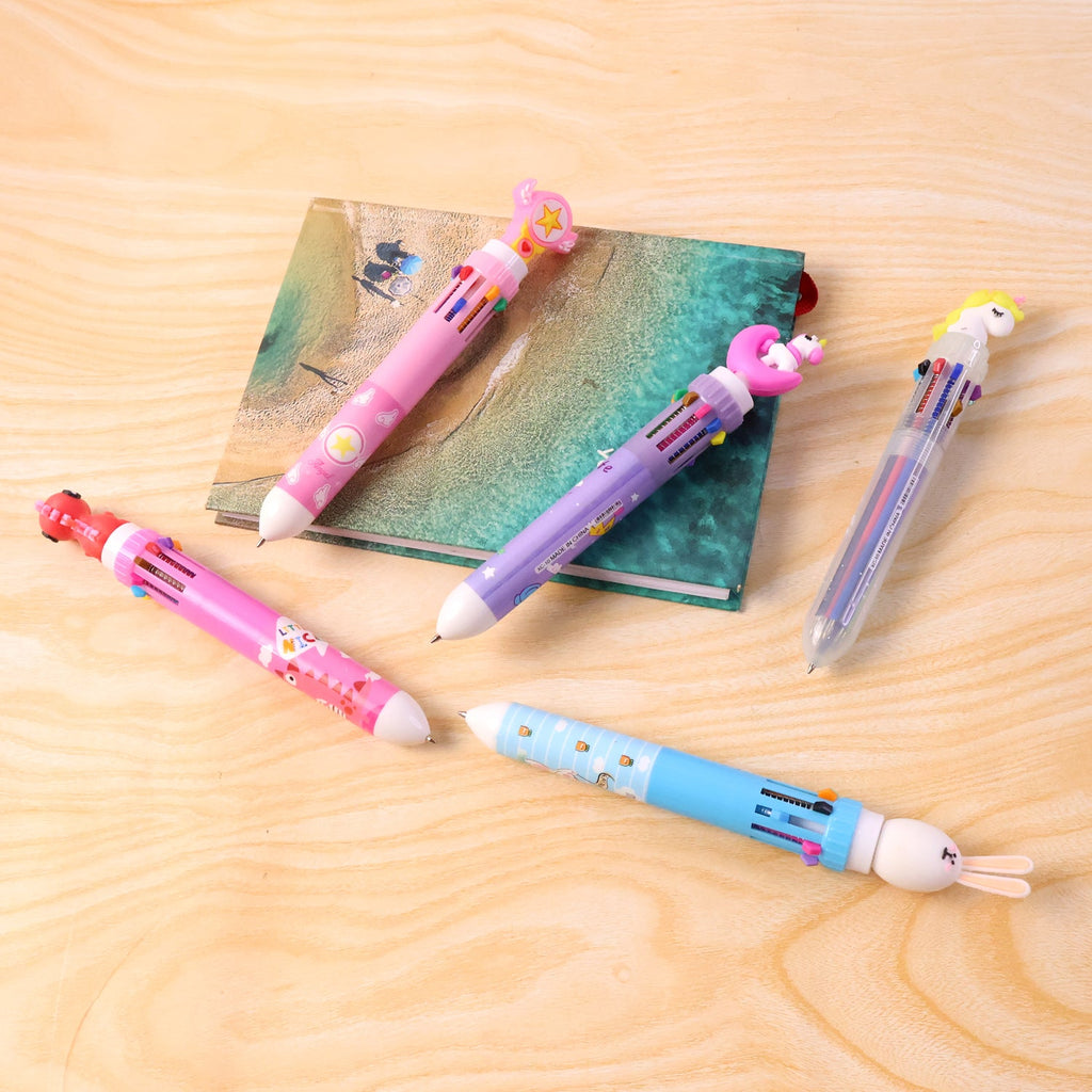 10-in-1 multicolor ball pen with colorful ink options