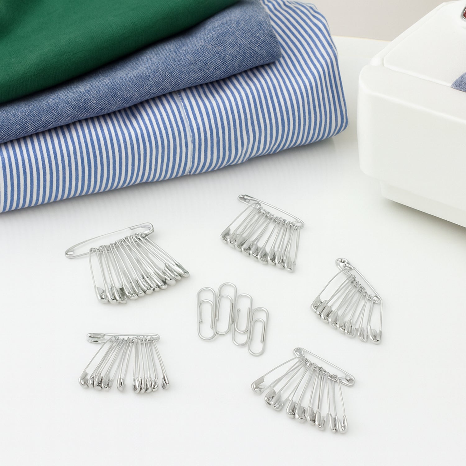 Assorted metal safety pin set for tailoring and fabric repair