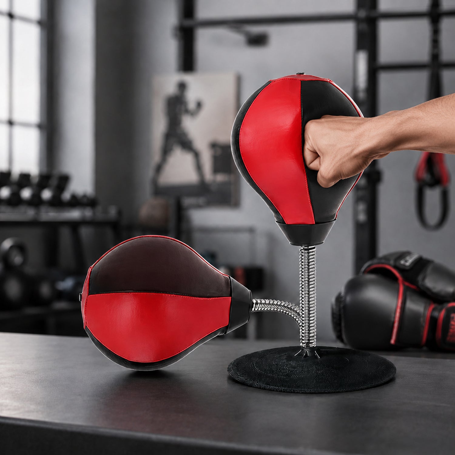 Inflatable punching ball with air pump for quick setup