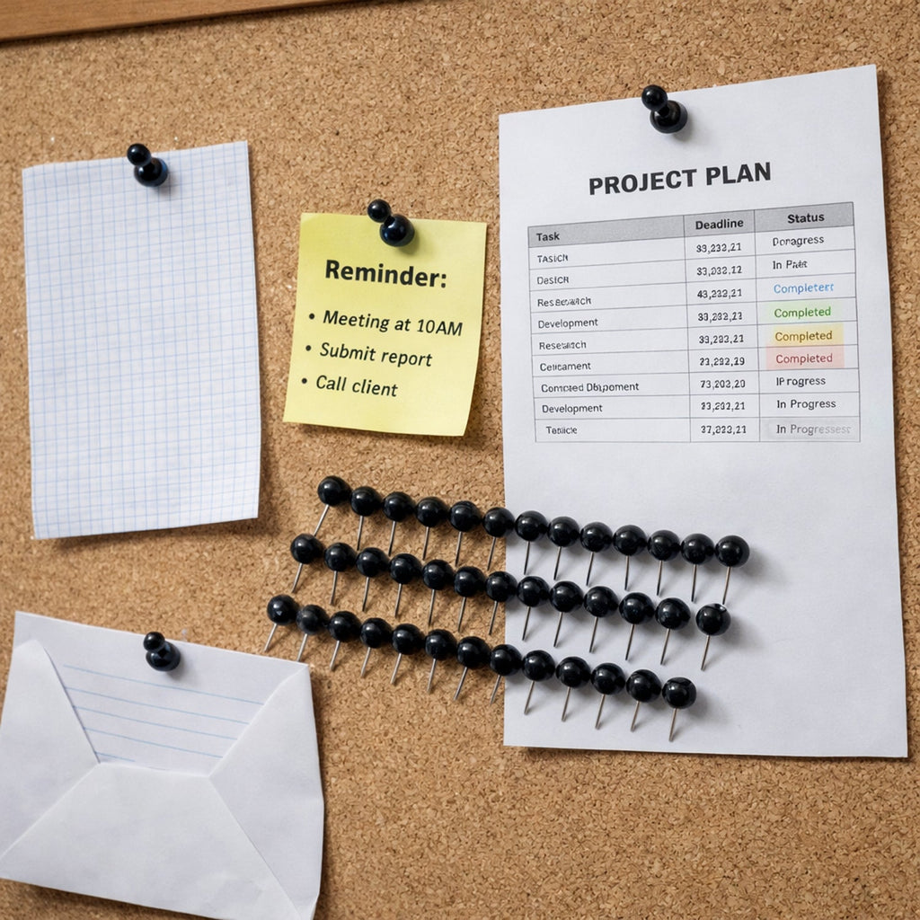 Multipurpose round head push pins for cork boards and bulletin displays