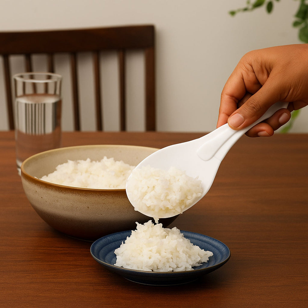 Heat resistant non-stick rice server paddle in white color