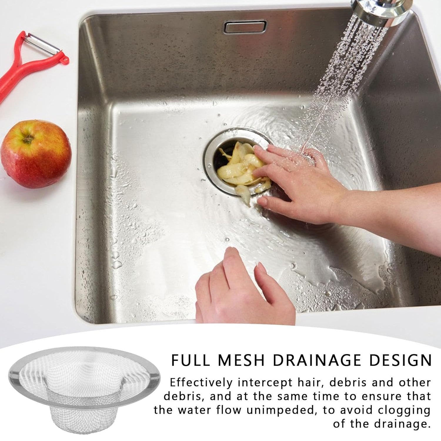 Stainless steel deep basket kitchen sink drain strainer stopper