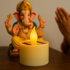 Solar powered LED candle lamp suitable for festive and home decor