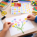 Close-up of assorted colorful heart decorative stickers
