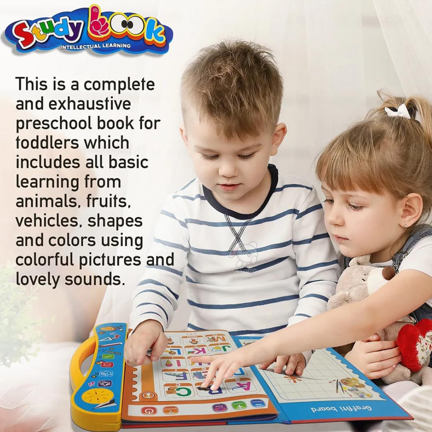 Children’s interactive learning book with sound and phonics features