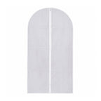 Front view of the suit cover on white background, demonstrating space-saving design.