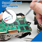 Magnetic screwdriver handle and various precision bits from the 24-in-1 precision set.