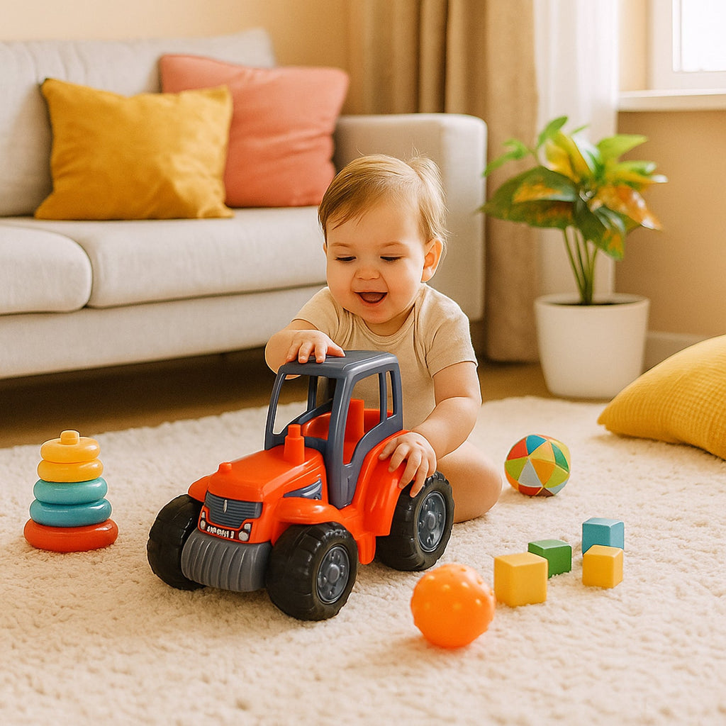 Mini friction powered tractor toy suitable for kids’ creative play