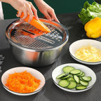 Compact stackable stainless steel kitchen bowls for versatile use