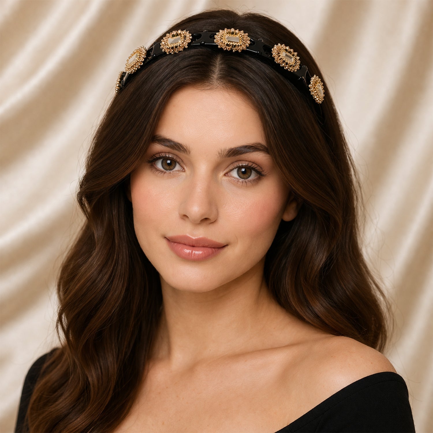 Designer gold embellished headband for women