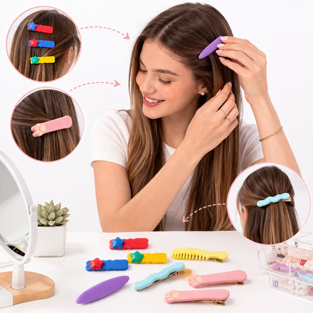 Kids girls colorful hair clips pack for various hairstyles