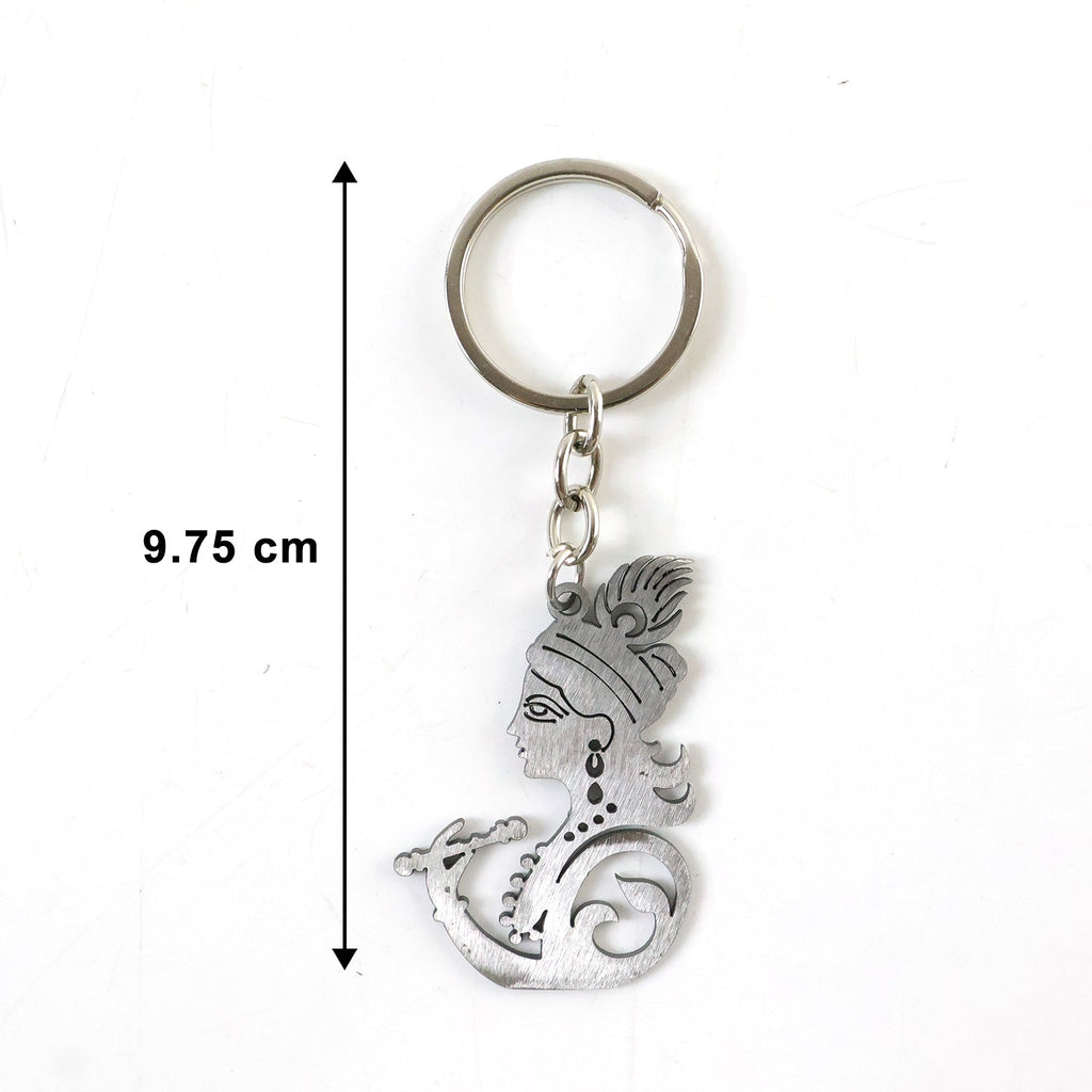 Close-up of Krishna face pendant keychain