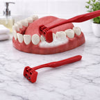 Detail of the comfortable grip on the handle of the Six-Sided Toothbrush.