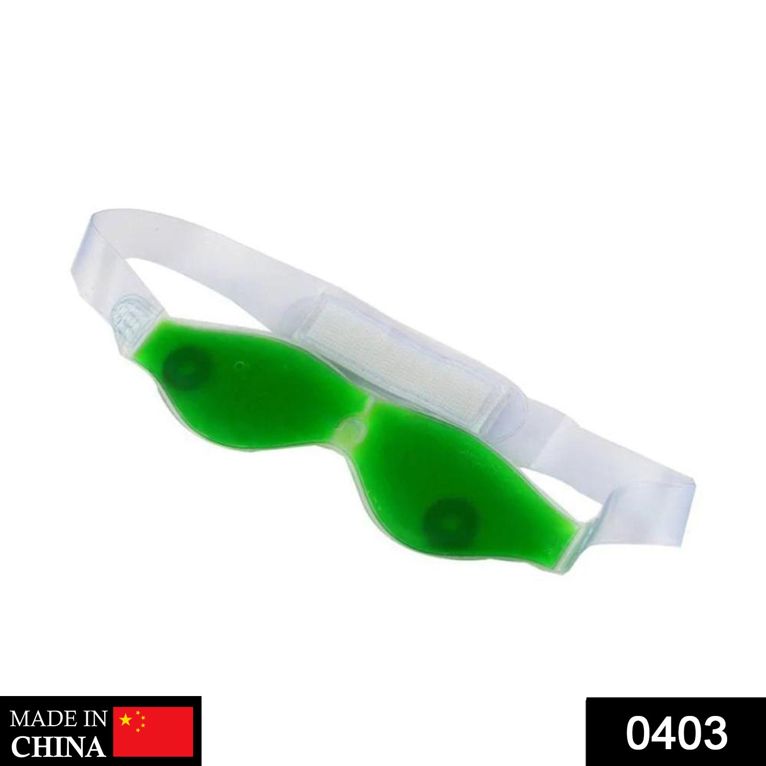 Front view of the green cold eye mask, highlighting its comfortable design.