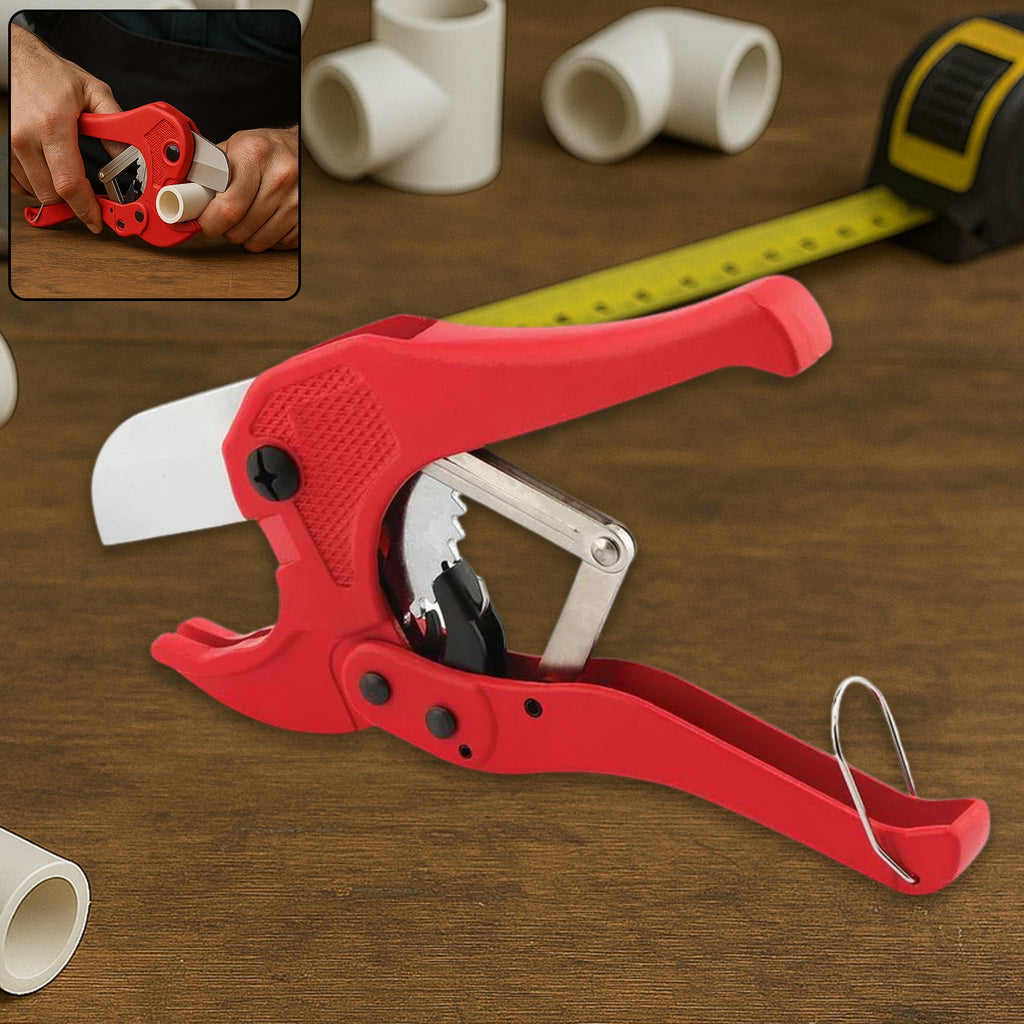 Close-up of the ToolMate Pro PVC pipe cutter, highlighting its robust design.