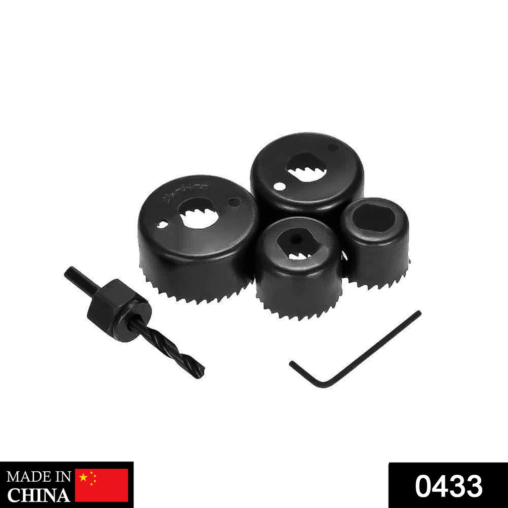 BoltForce 6-piece high carbon steel hole saw set neatly arranged in a metal case.