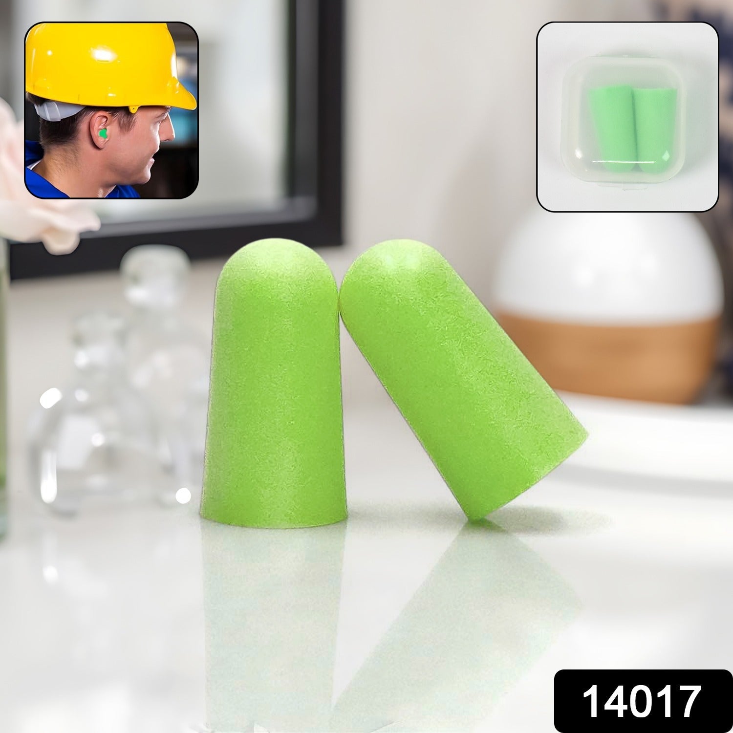 Close-up of comfortable foam earplugs designed for effective noise blocking.