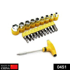 21-piece ratchet socket set with T-handle in its protective storage case.
