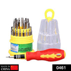 Open 31-in-1 magnetic screwdriver kit displaying various precision tool bits.