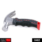Angled view of the compact claw hammer, highlighting its ergonomic design.