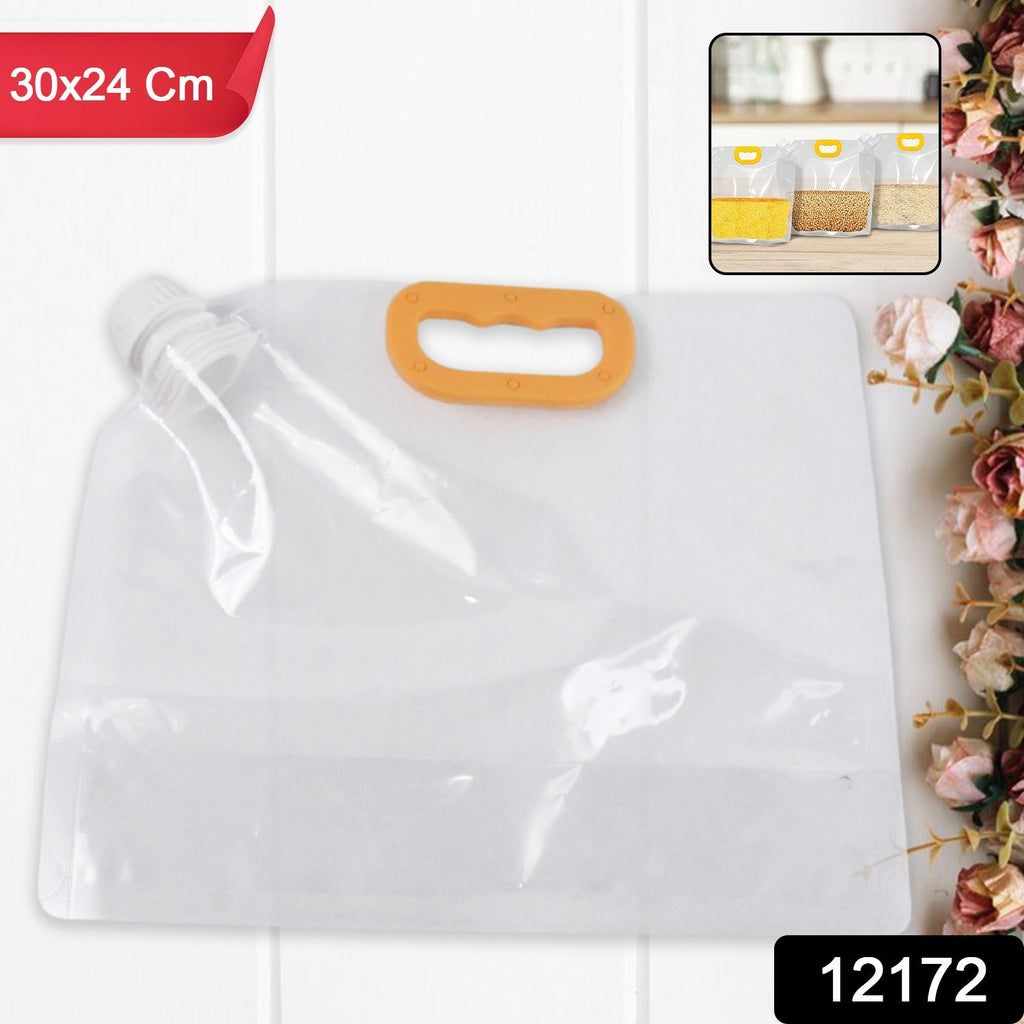 Clear airtight storage bag 30x24cm with screw-on cap for food freshness