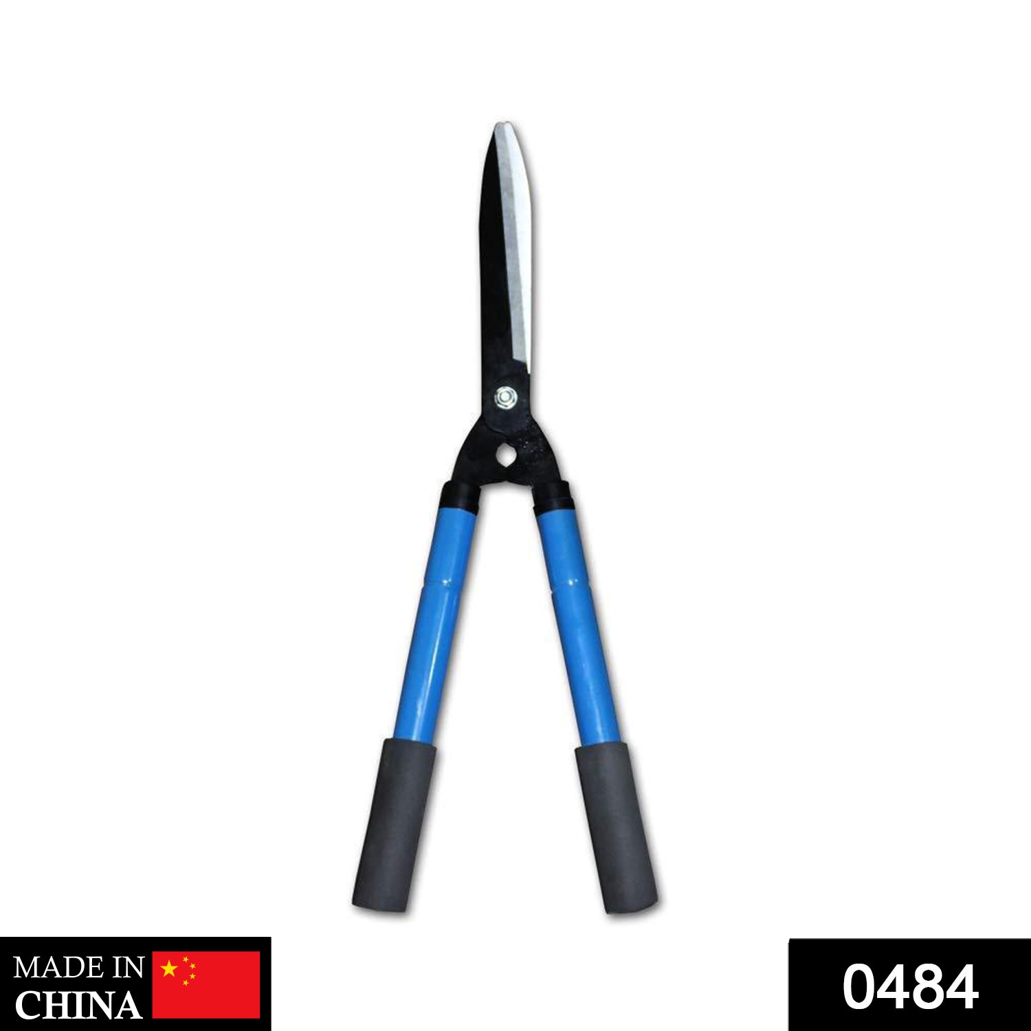Heavy-duty hedge shear with sharp blades and comfortable grips.