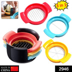 Compact stacked design of the multifunctional egg cutter for easy kitchen storage.