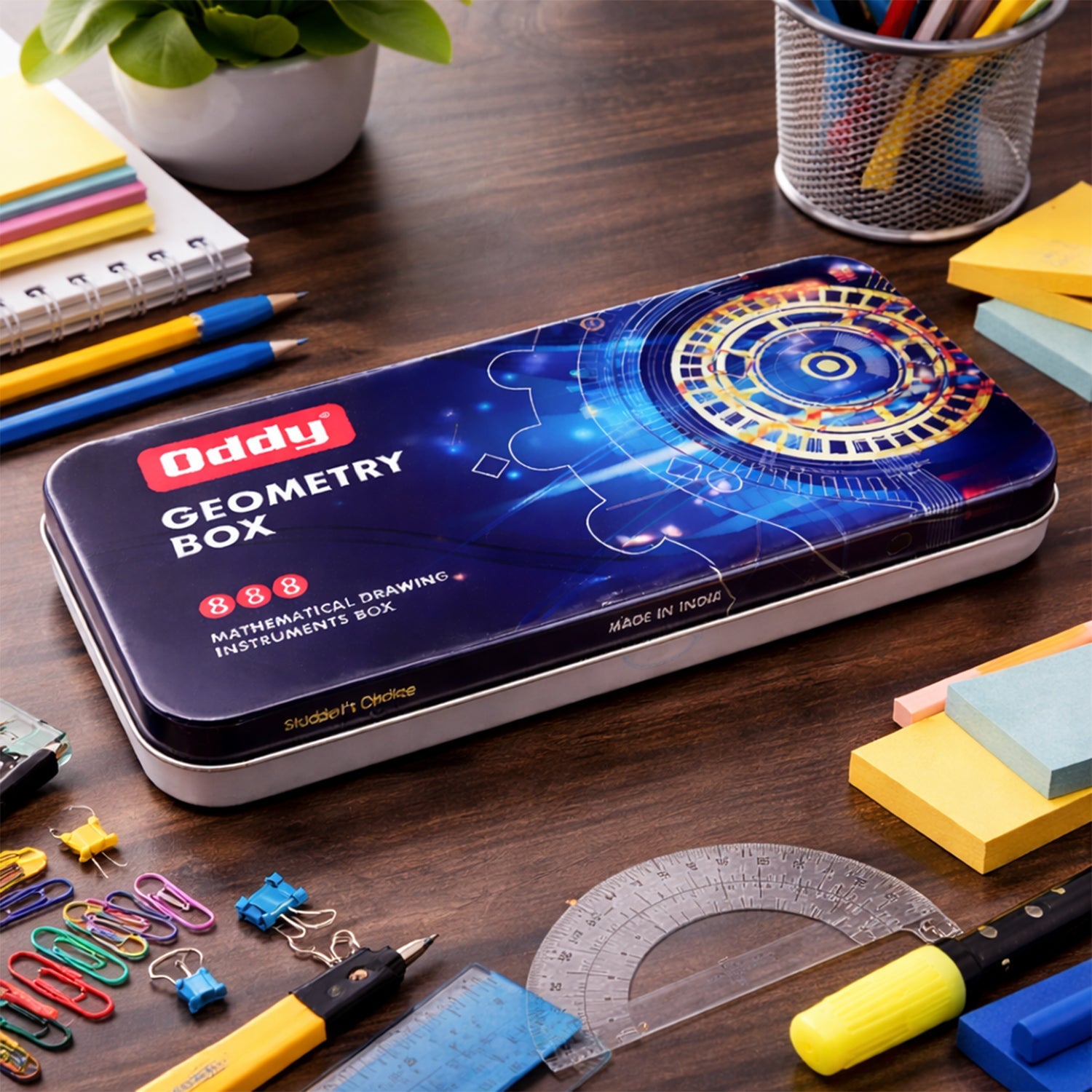 Portable math geometry set with compass and drafting tools