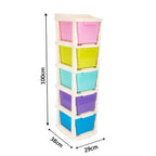Brightly colored modular drawer storage system, adding a vibrant touch to any room.