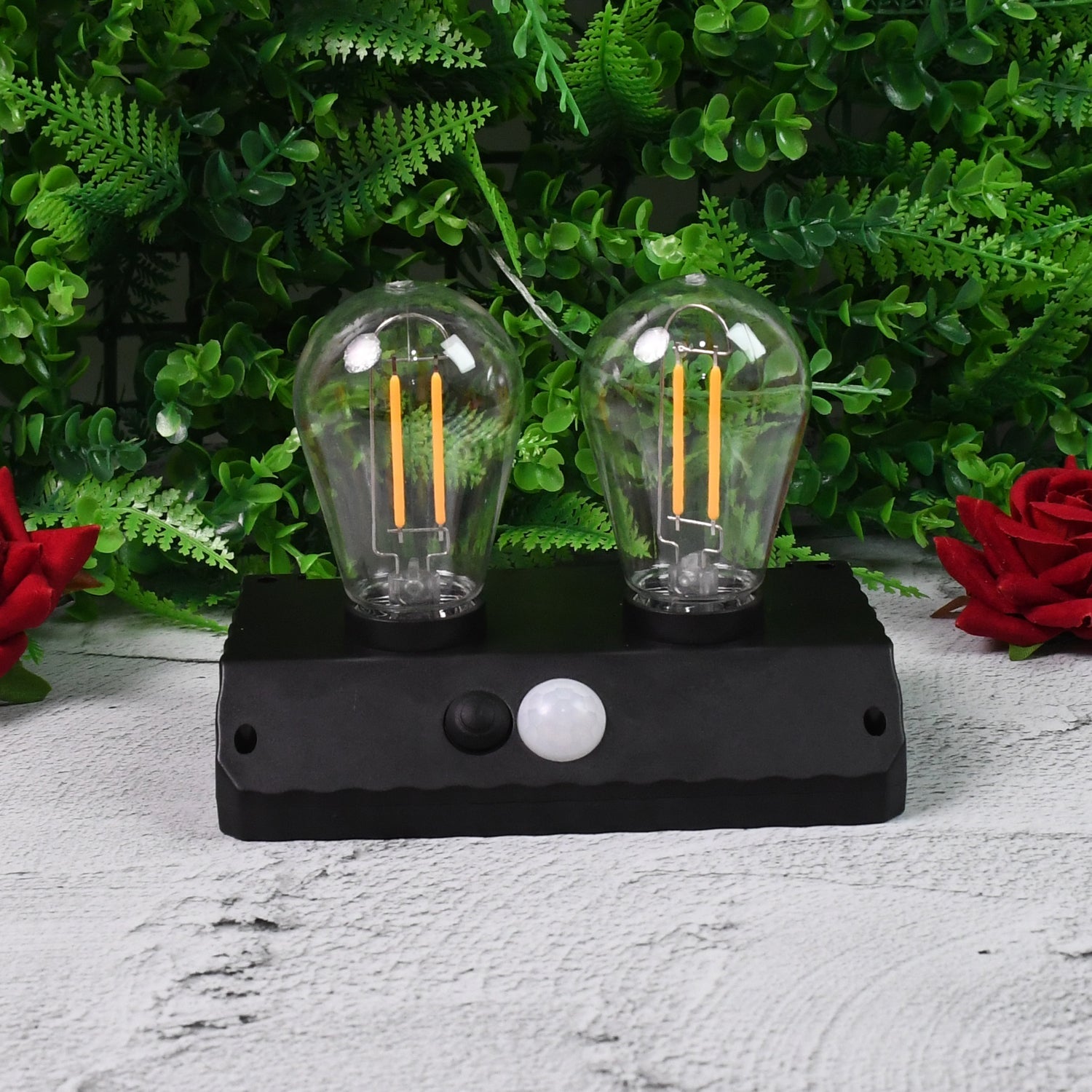 Side view of the energy-efficient Solar LED Lamp with solar panel.