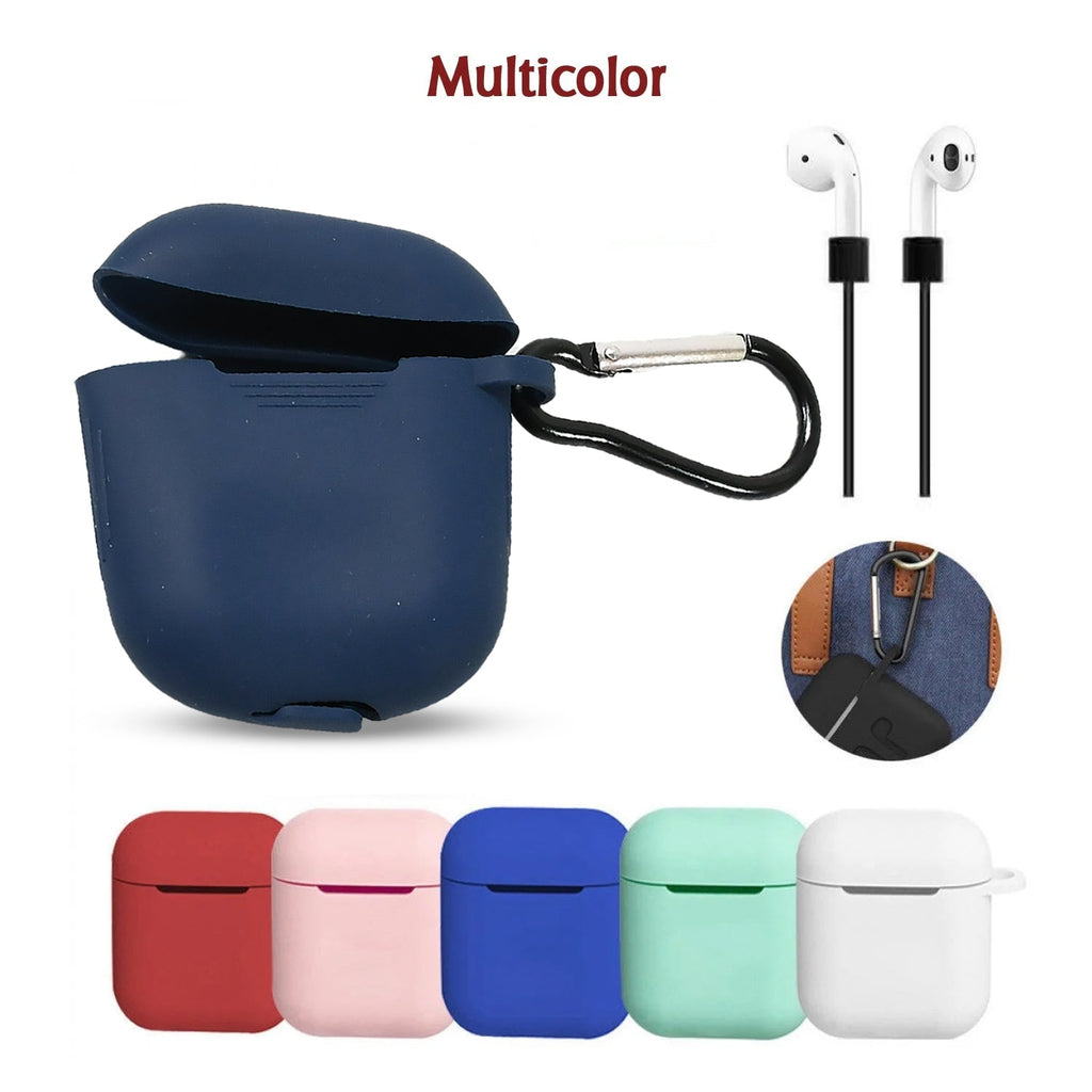 Compact and portable design of the silicone Wireless Earbuds Case with keychain for easy travel.